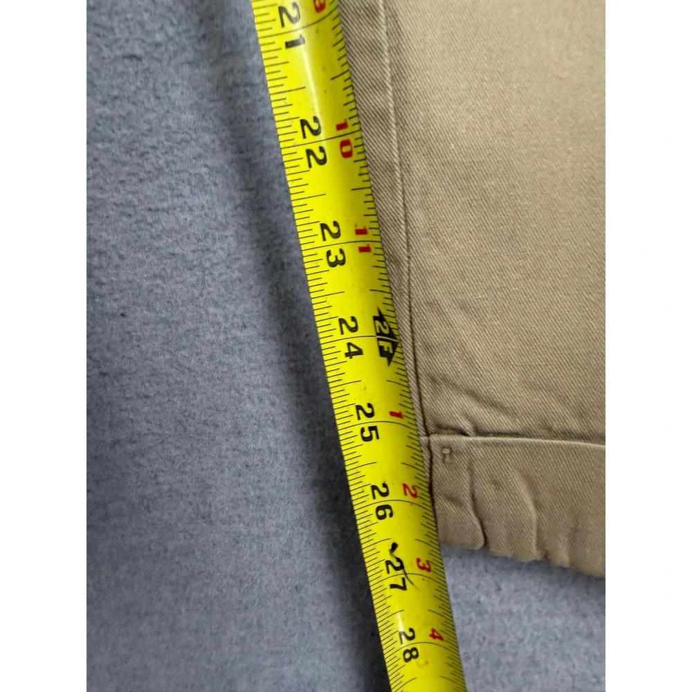 Vintage Khaki Chino Trousers Sanforized Talon Zip Cuffed Workwear Pants‎ 31x26.5